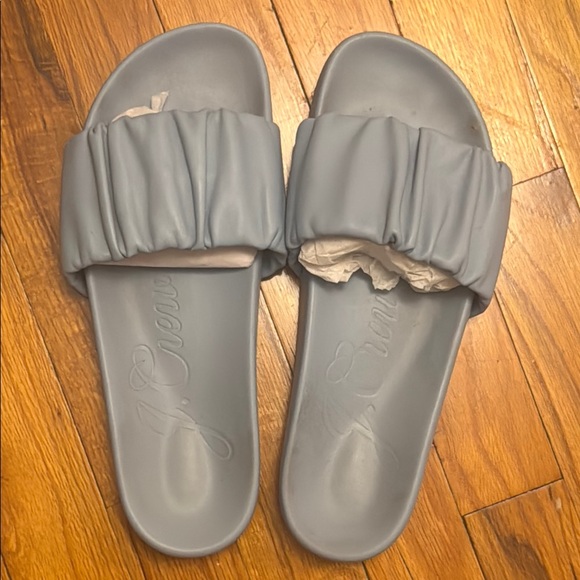 J. Crew - Pacific scrunchie-strap slides - blue - size 8.5 - Picture 3 of 4